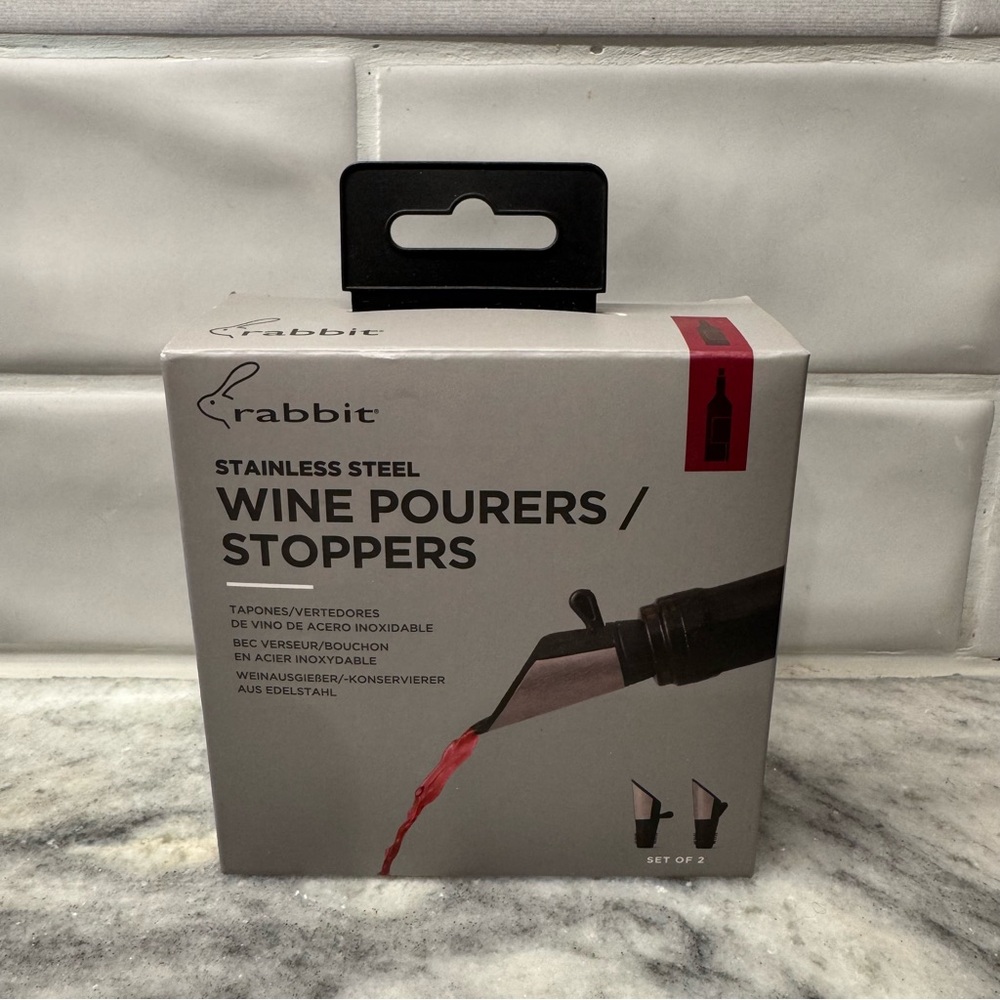 BRAND NEW Rabbit Stainless Steel Wine Pourers - 2 Pack